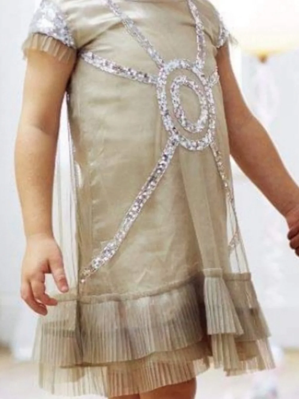 Mia Joy-Joyfolie Girls' Shimmery Gold Party Dress with Sequin Trim-1920’s